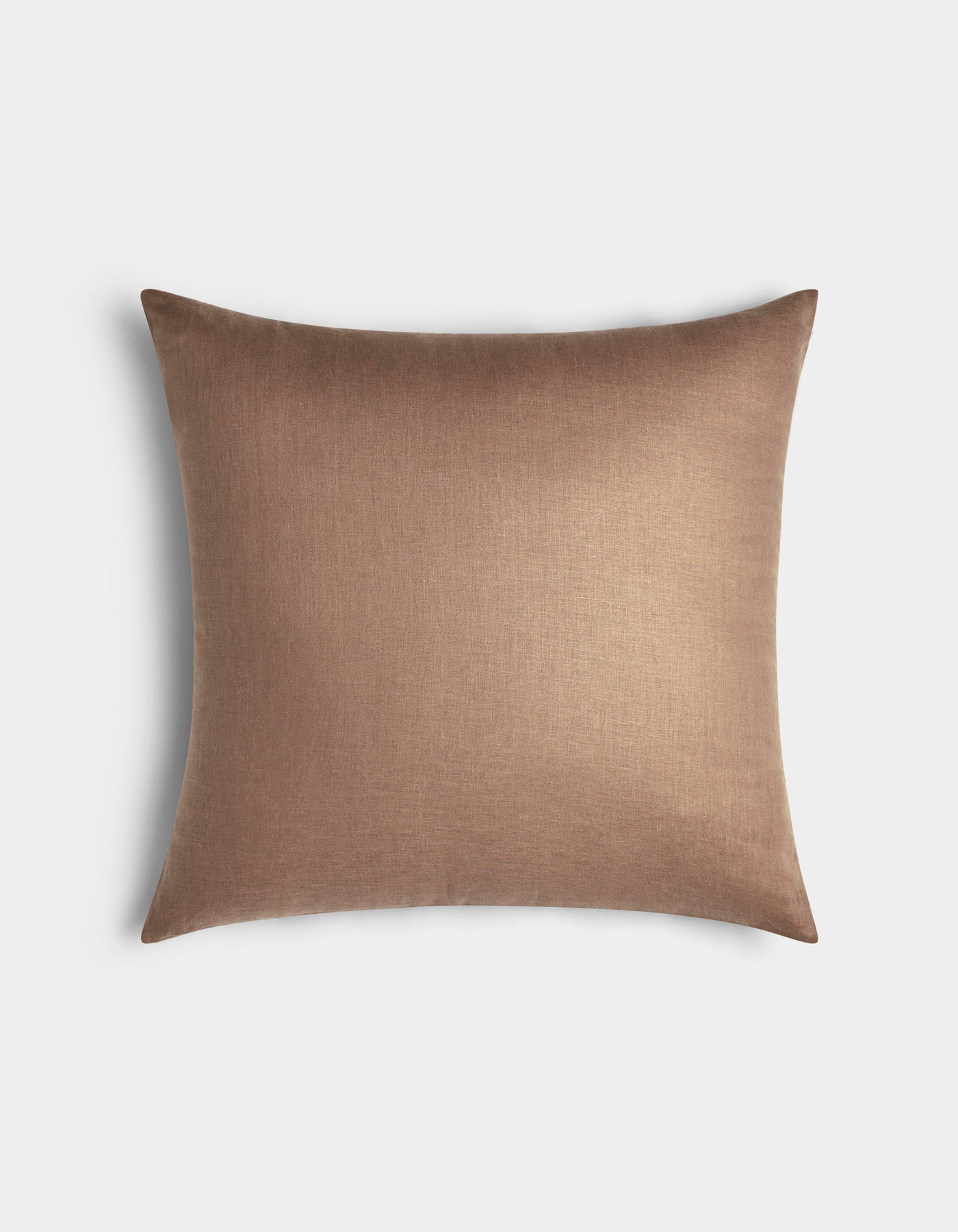The Cozy Earth Linen Throw Pillow is square and light brown, featuring a smooth, plain fabric cover and shown against a white background.|Color:Maple|Size:24" x 24"