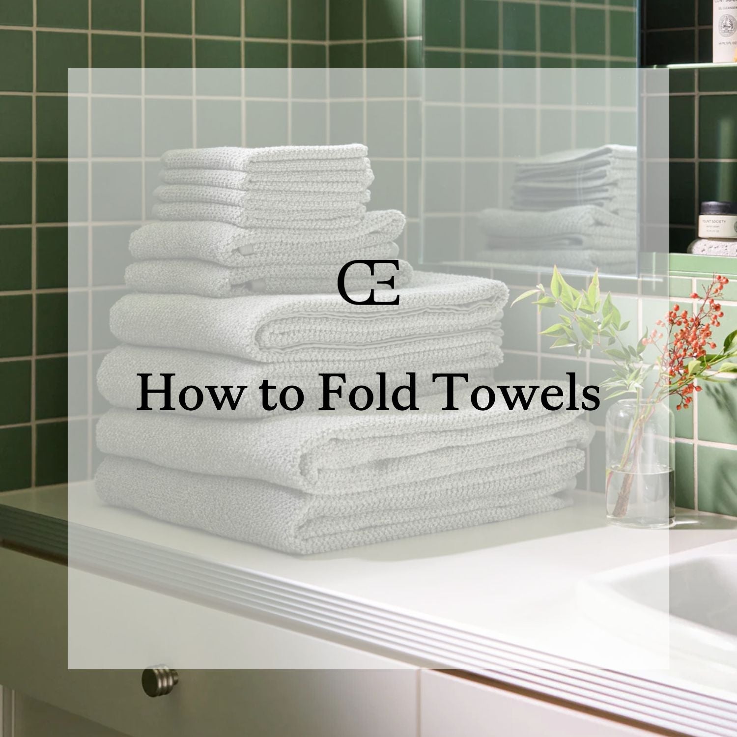 a stack of Cozy Earth towels sit on a countertop