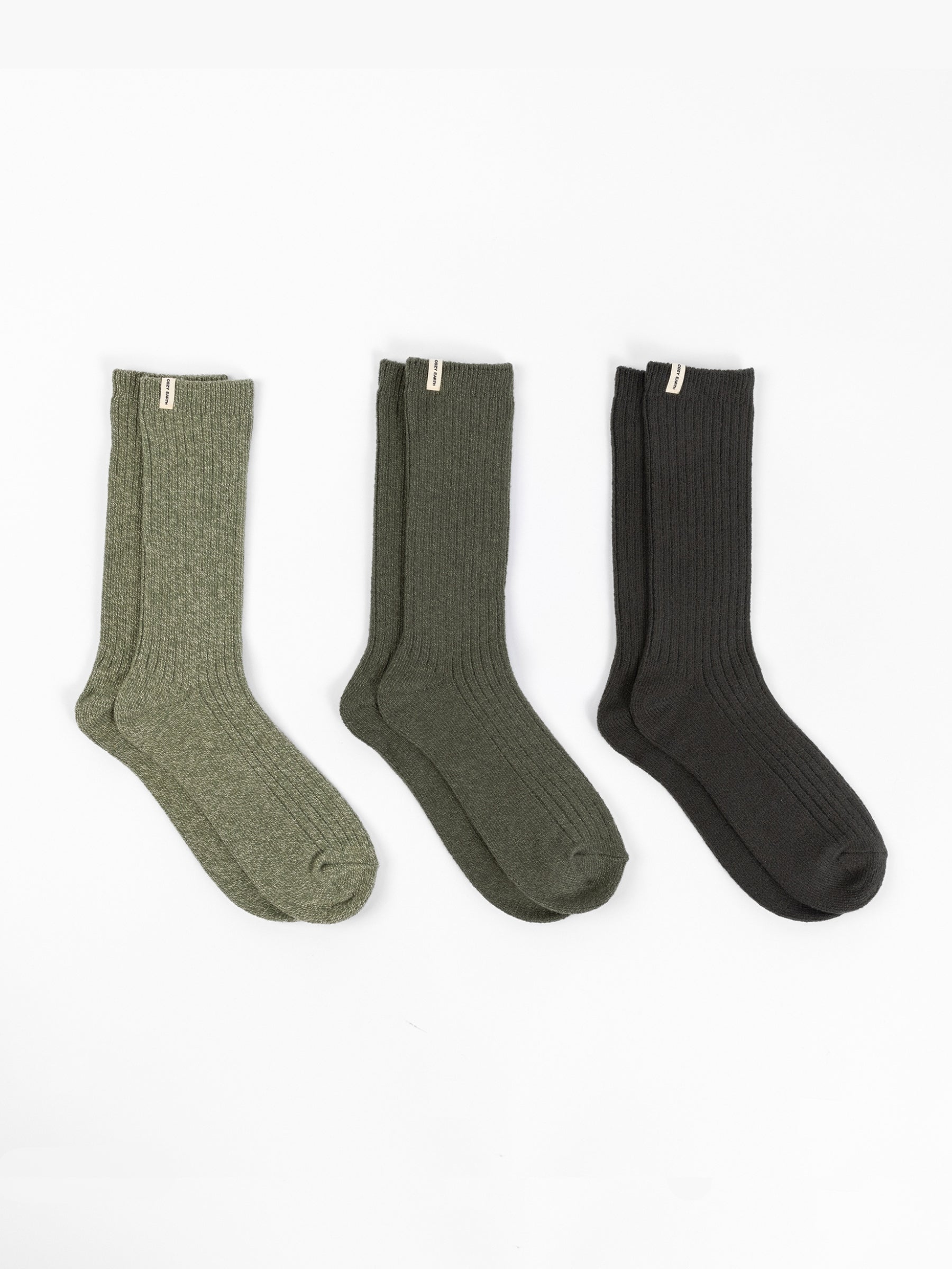 Cozy Earth Plush Lounge Calf Sock 3-Pack in Juniper, Olive, and Pine |Color:Pine/Olive/Juniper