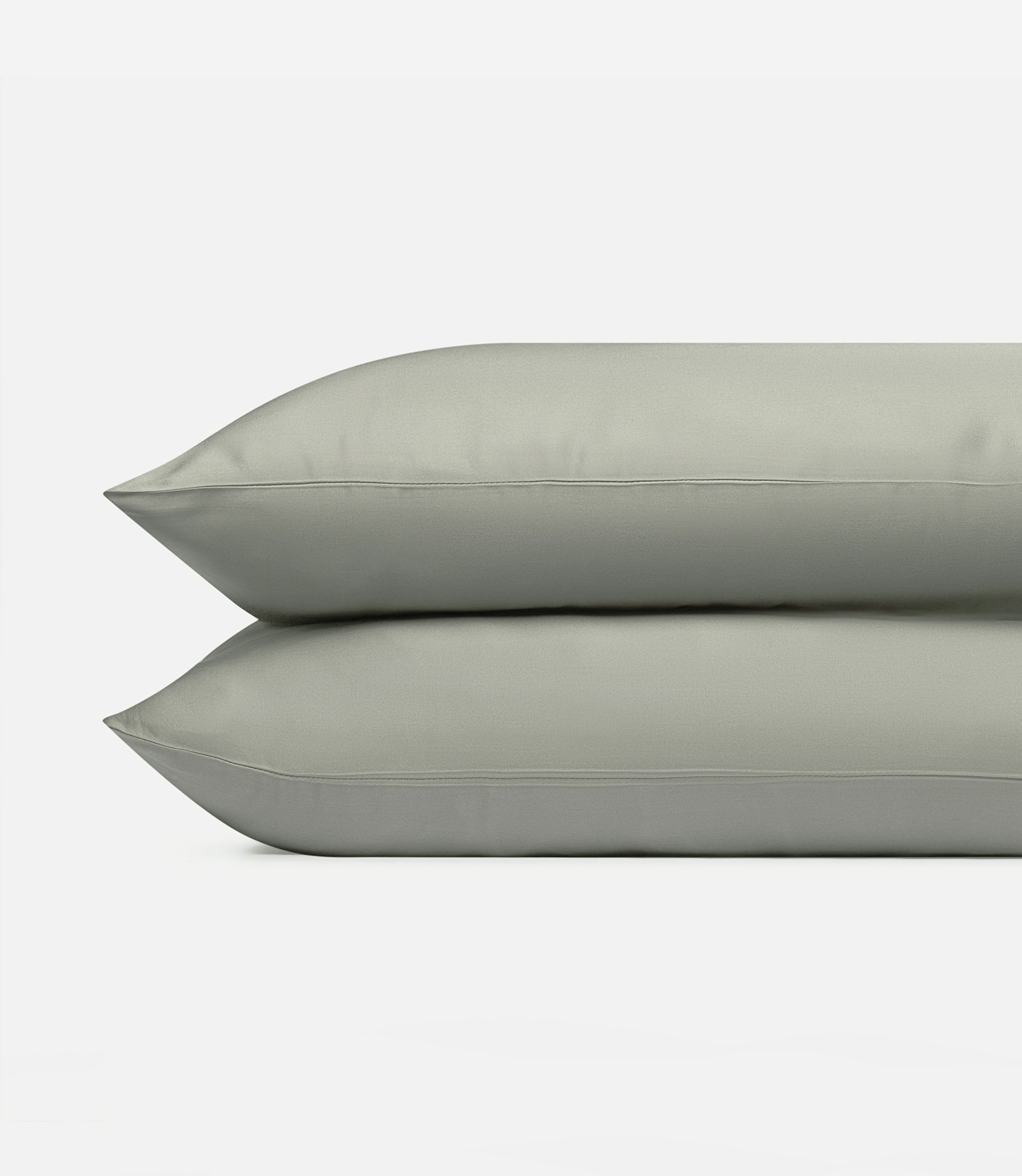 Two sage pillowcases with a plain background standard/king/body 