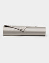 The Cozy Earth Bamboo Flat Sheet, in light gray, is neatly rolled and displayed on a plain white background.|Color:Dove Grey