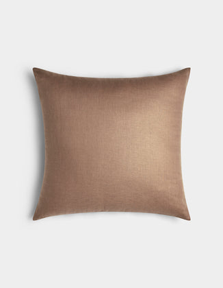The Cozy Earth Linen Throw Pillow is square and light brown, featuring a smooth, plain fabric cover and shown against a white background.|Color:Maple|Size:24