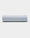 A Cozy Earth Soft-Wash Cotton Fitted Sheet in light gray is displayed lying flat on a plain white background, viewed from above.|Color:Shore