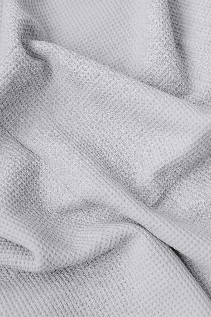 Harbor Mist Waffle Hand Towel photographed close up so that the detail of the waffle knit can be seen.