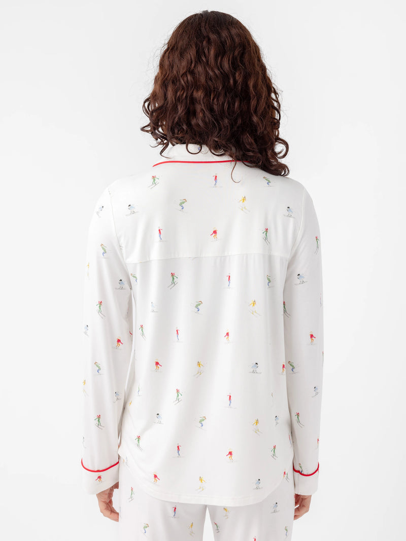 Women's Long Sleeve Bamboo Pajama Top in Stretch-Knit