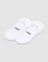 Women's Essential No-Show Sock by Cozy Earth: white socks with a quilted pattern and "COZY" in black near the opening, shown on a plain white background.|Color:White