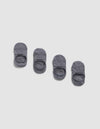 Four pairs of Cozy Earth Essential No-Show Socks are arranged in a row on a light gray background, each displaying "COZY EARTH" in black text near the opening.|Color:Stone