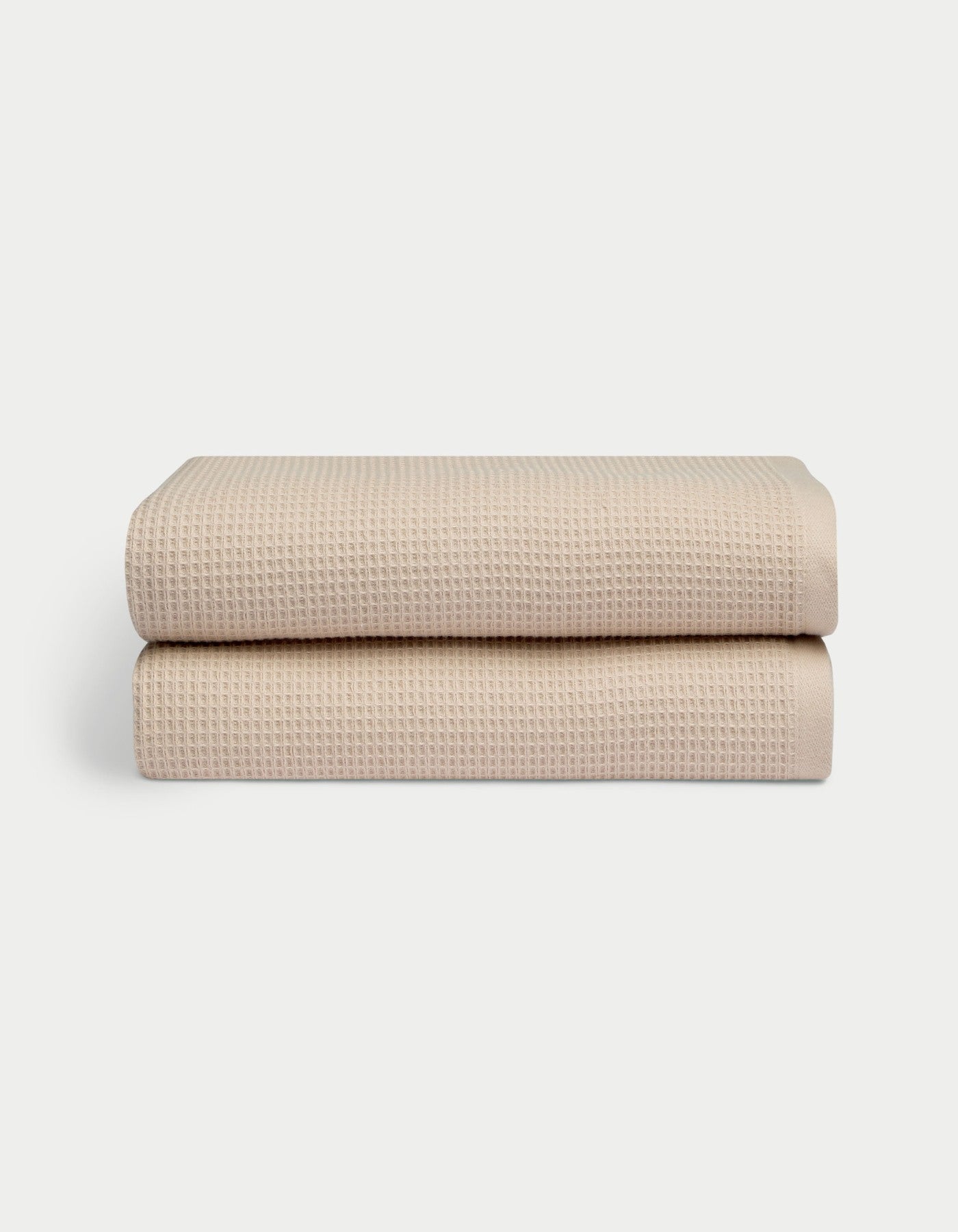 Waffle Bath towels in the color Sand. Photo of Sand Waffle Bath towels taken with white background. |Color:Sand