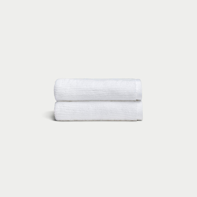 Ribbed Terry Hand Towels in the color White. Photo of product taken with a white background.