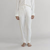 Gray Cozy Earth Stretch Knit Tapered Pant set worn by a person on a light gray background |Color:Ivory